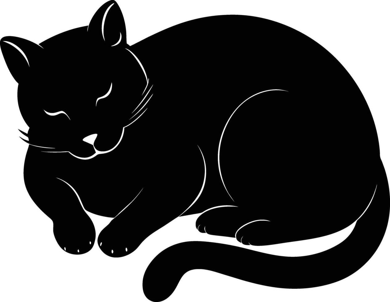 Silent serenity a graceful silhouette of a sleeping cat vector