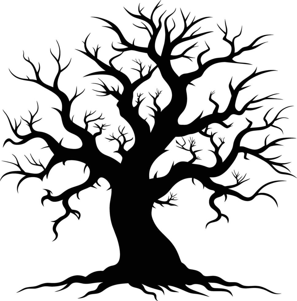 A haunting silhouette of a spooky tree vector