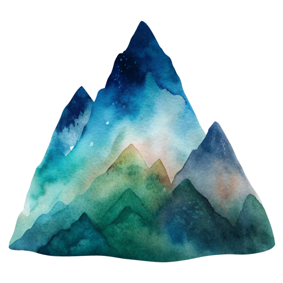 Mountain scene in watercolor style Clip art. Watercolor mountain scene cutout png