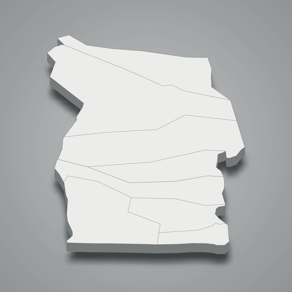 3d isometric map of El M'Ghair is a region of Algeria vector