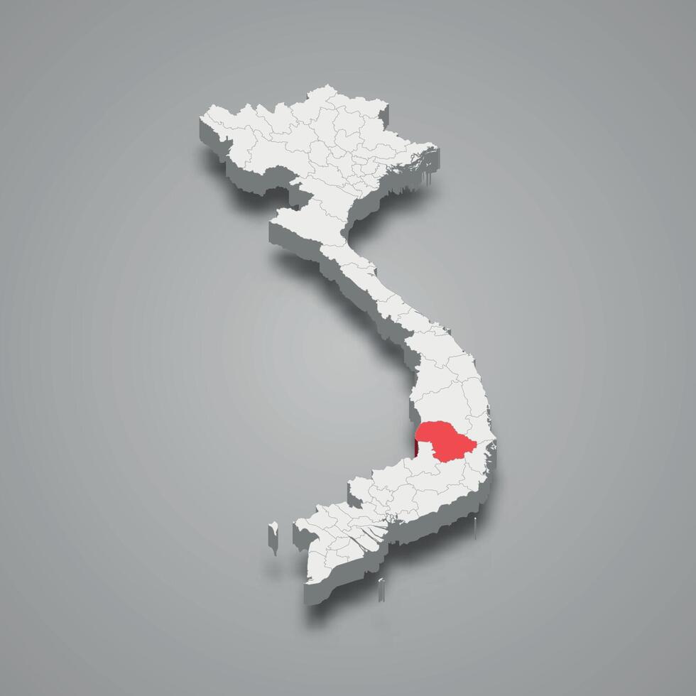 Dak Lak region location within Vietnam 3d map vector