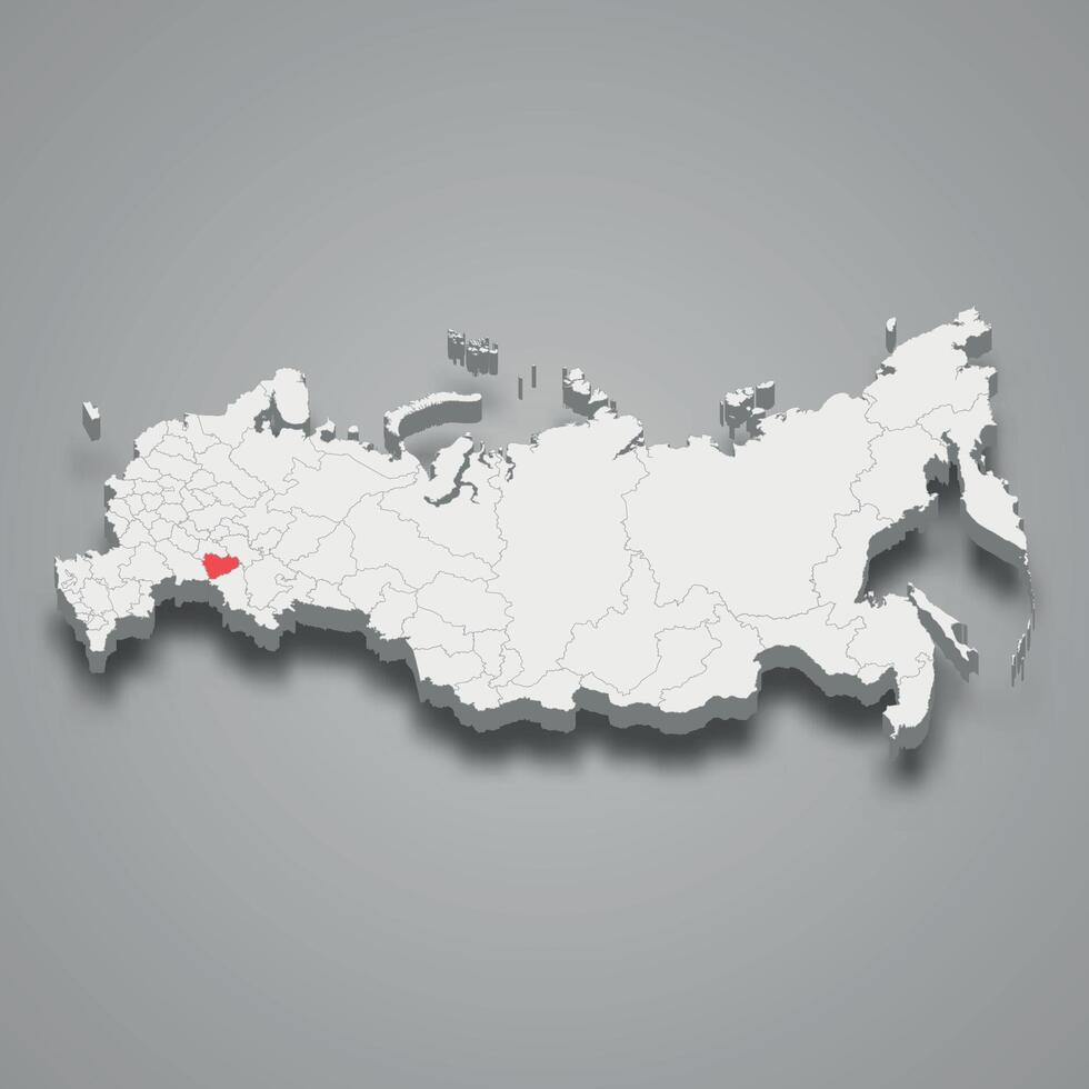 Samara region location within Russia 3d map vector