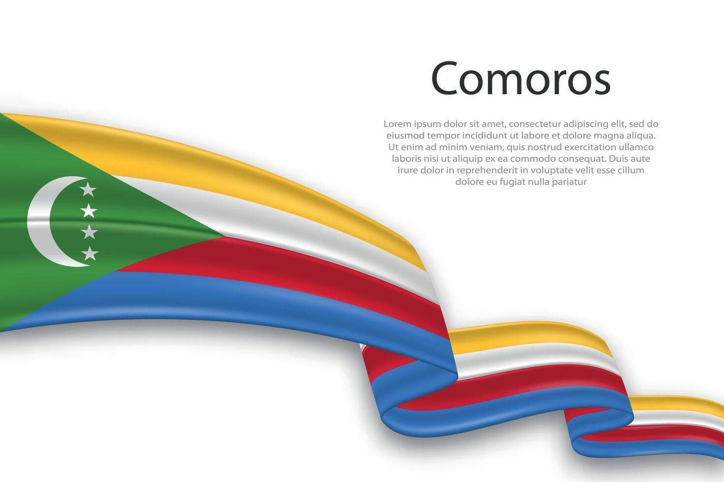 Abstract Wavy Flag of Comoros on White Background vector