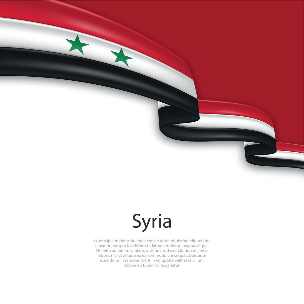 Waving ribbon with flag of Syria vector