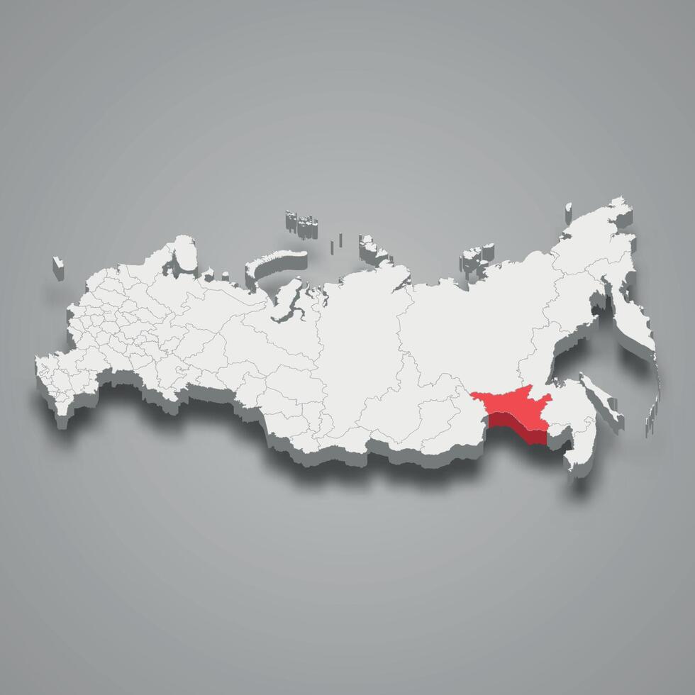 Amur region location within Russia 3d map vector