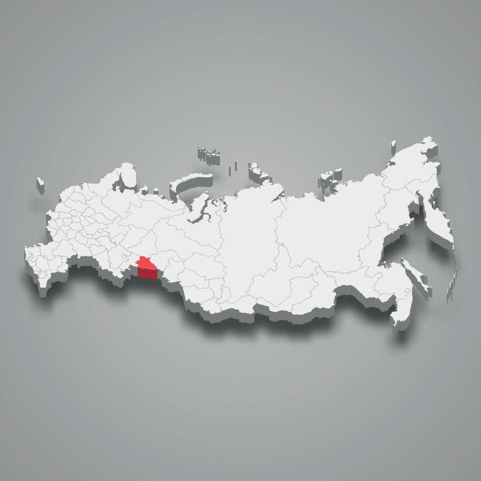 Kurgan region location within Russia 3d map vector