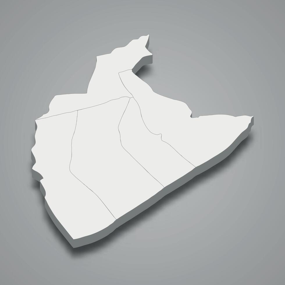 3d isometric map of Tozeur is a Governorate of Tunisia vector