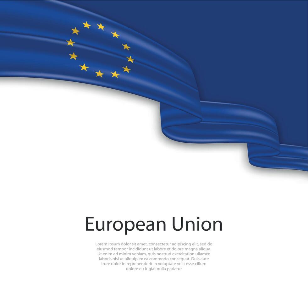 Waving ribbon with flag of European Union vector