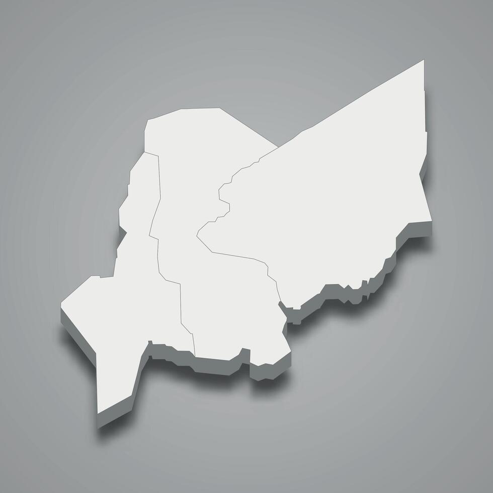 3d isometric map of Ain Salah is a region of Algeria vector