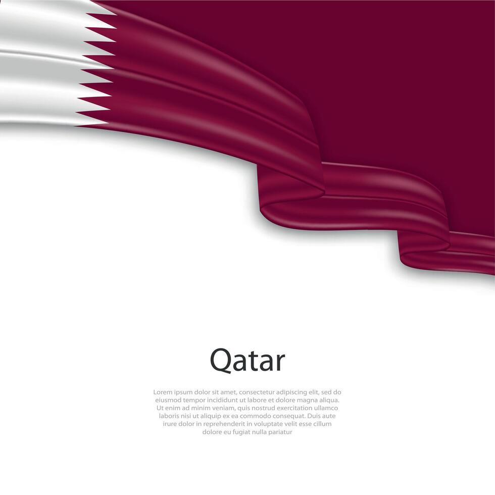 Waving ribbon with flag of Qatar vector