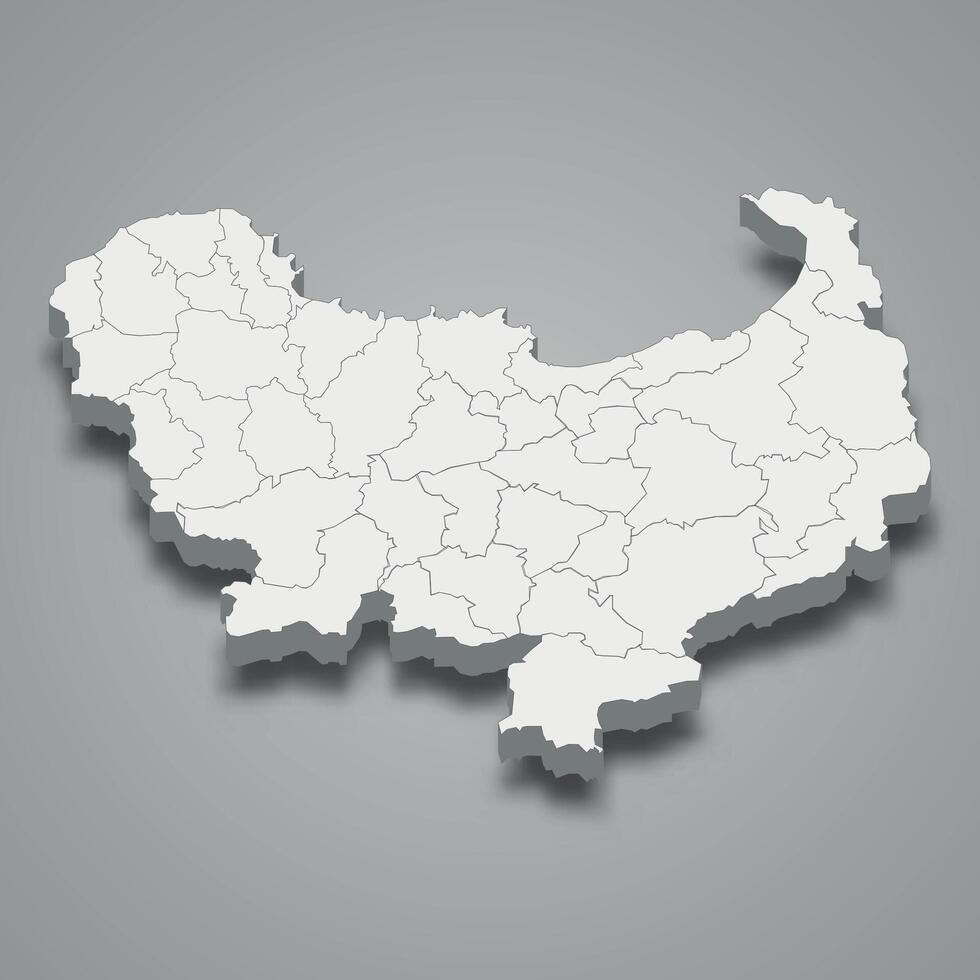 3d isometric map of Skikda is a region of Algeria vector