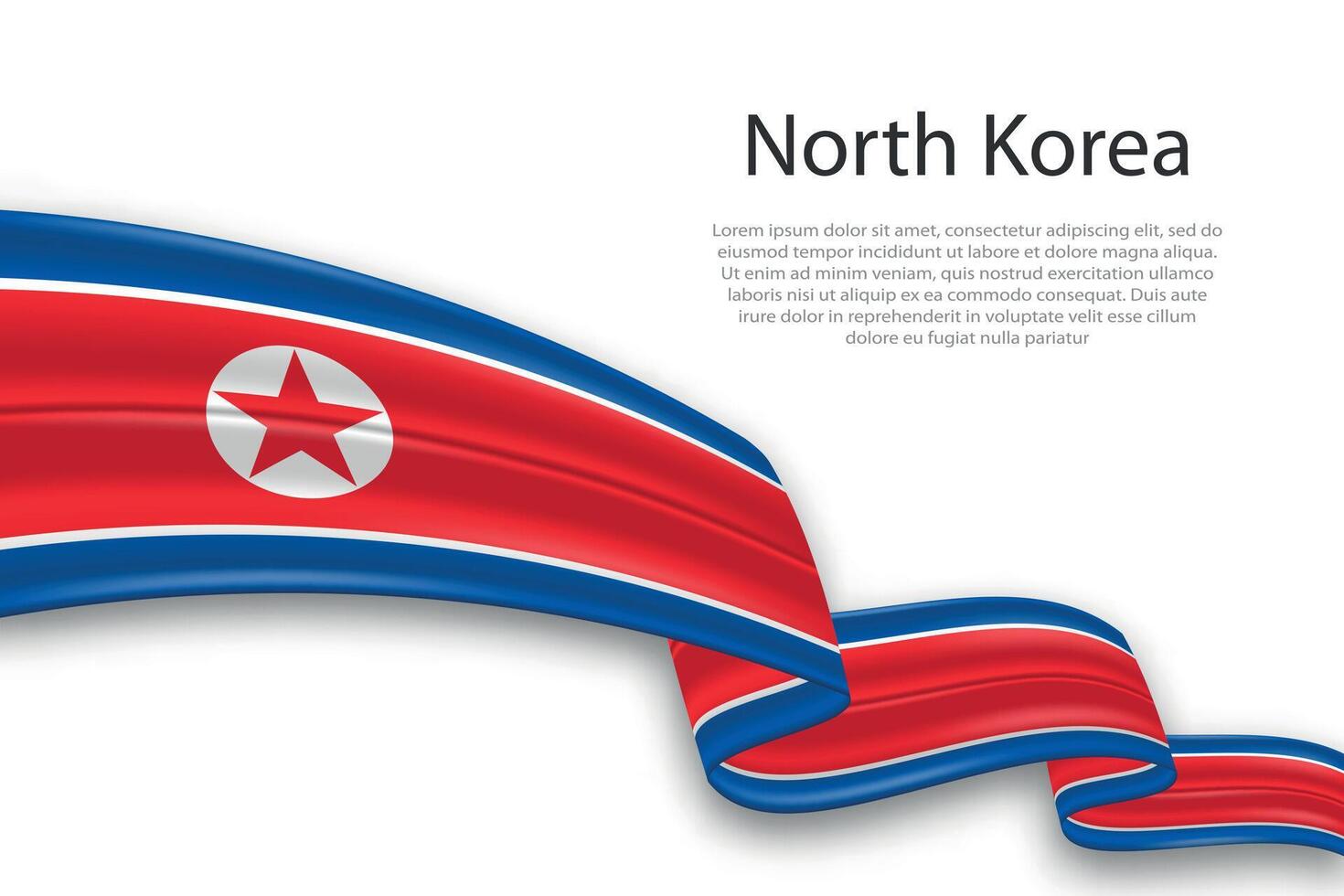 Abstract Wavy Flag of North Korea on White Background vector