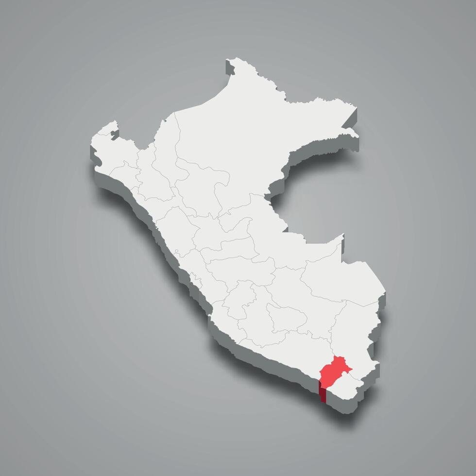 Moquegua department location within Peru 3d map vector