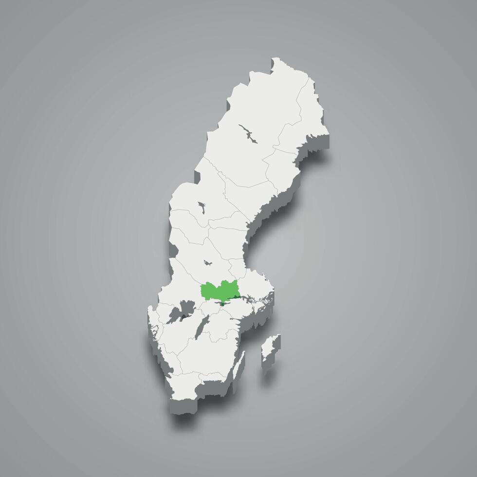 Vastmanland historical province location within Sweden 3d map vector