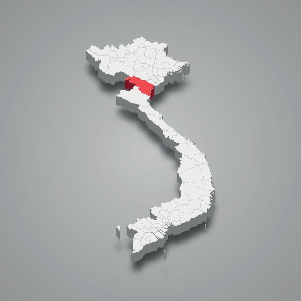 Thanh Hoa region location within Vietnam 3d map vector