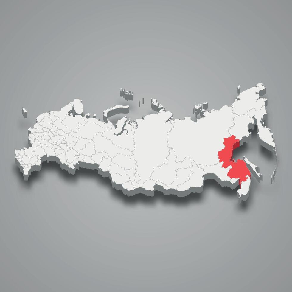 Khabarovsk region location within Russia 3d map vector