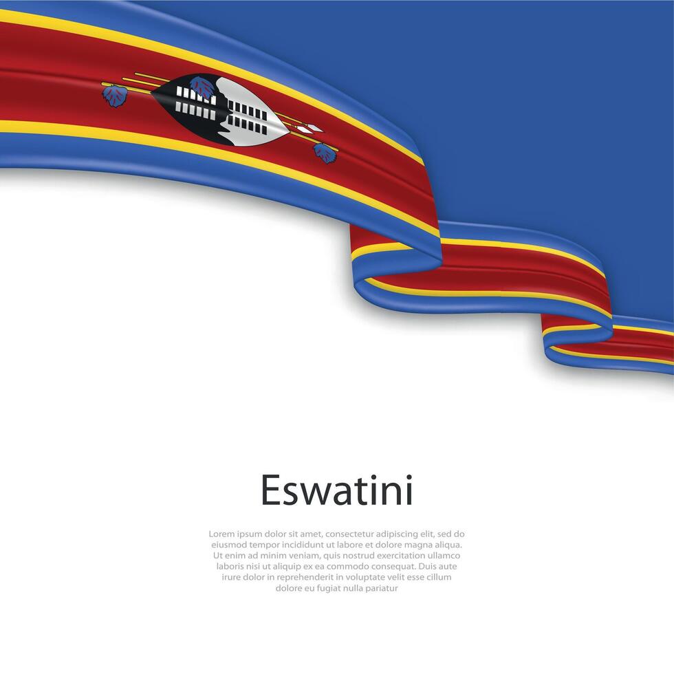 Waving ribbon with flag of Eswatini vector