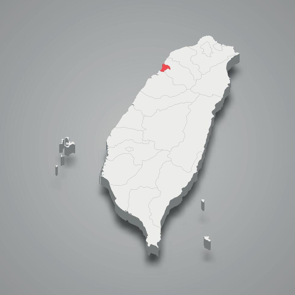 Hsinchu City division location within Taiwan 3d map vector
