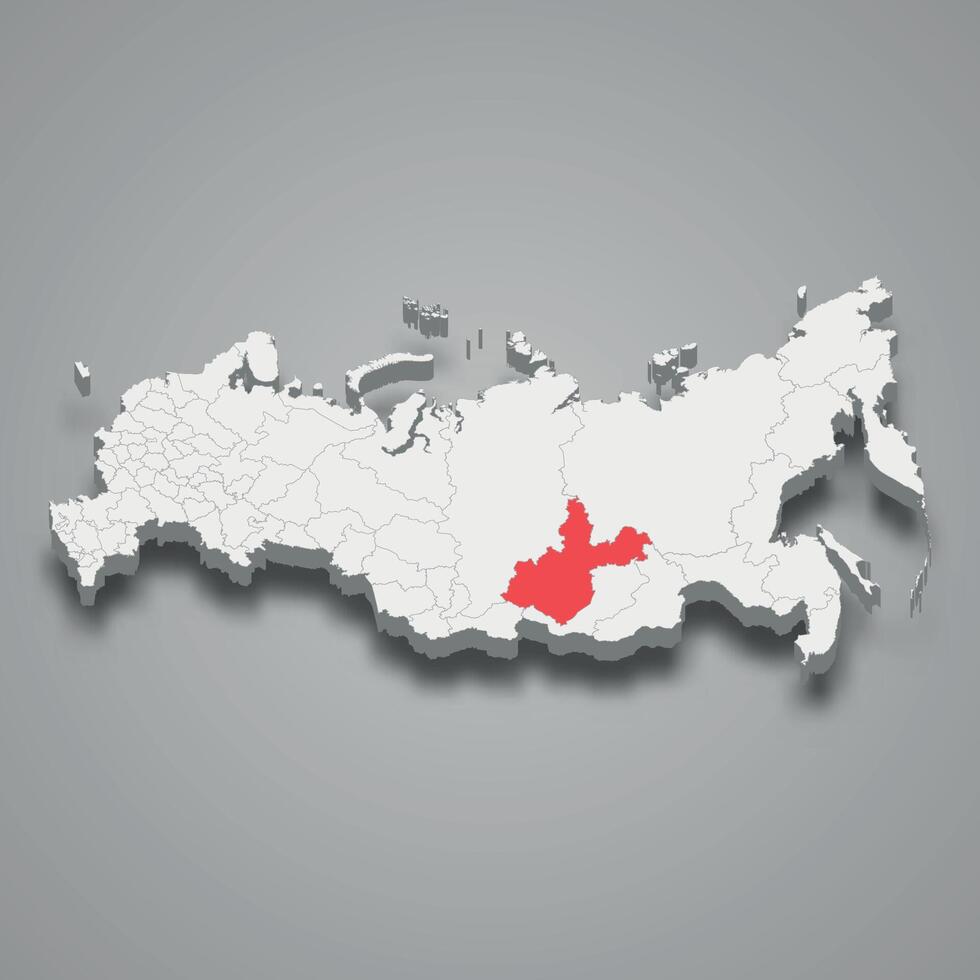 Irkutsk region location within Russia 3d map vector