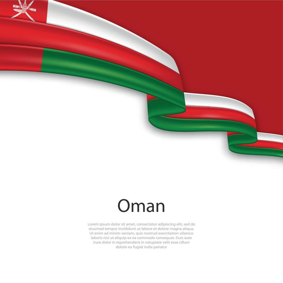 Waving ribbon with flag of Oman vector