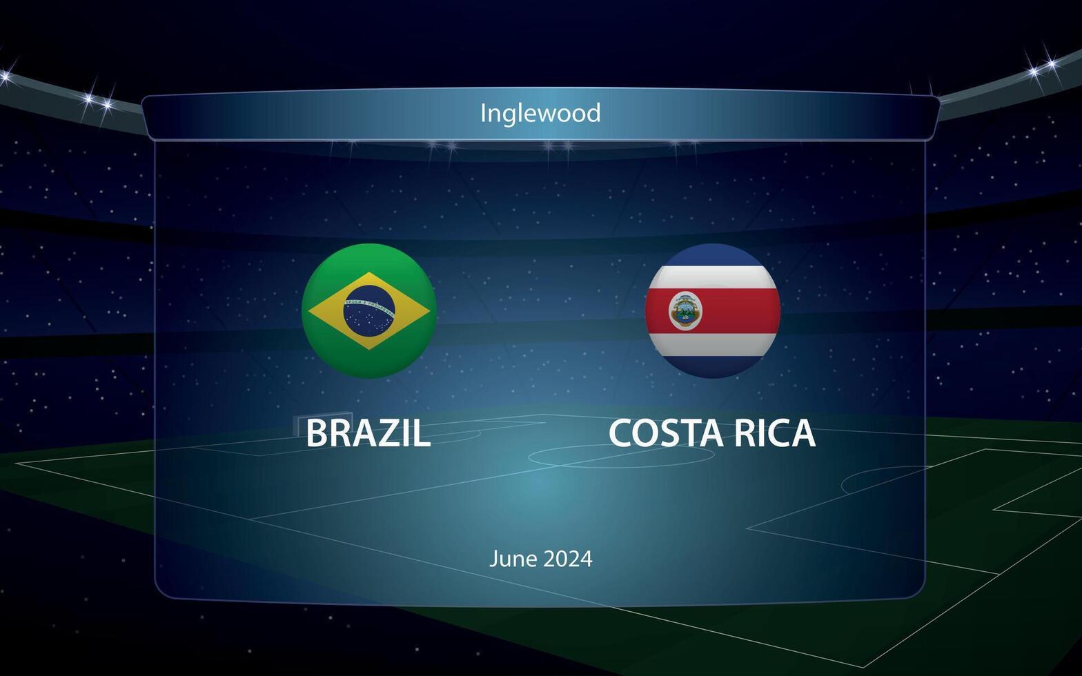 Brazil vs Costa Rica. America soccer tournament 2024 vector