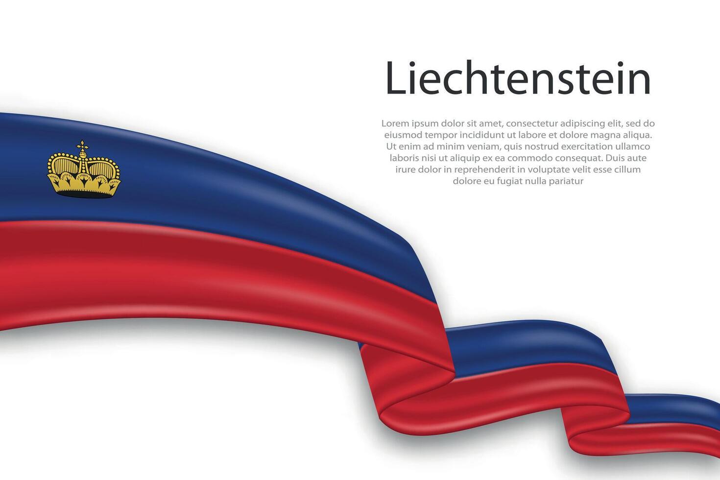 Abstract Wavy Flag of Liechtenstein on White Background vector