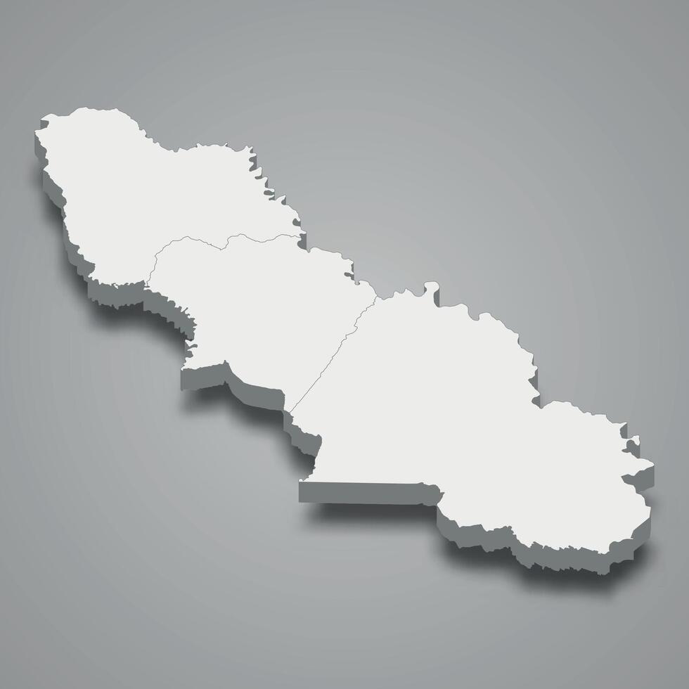 3d isometric map of Tchologo is region of Ivory Coast vector