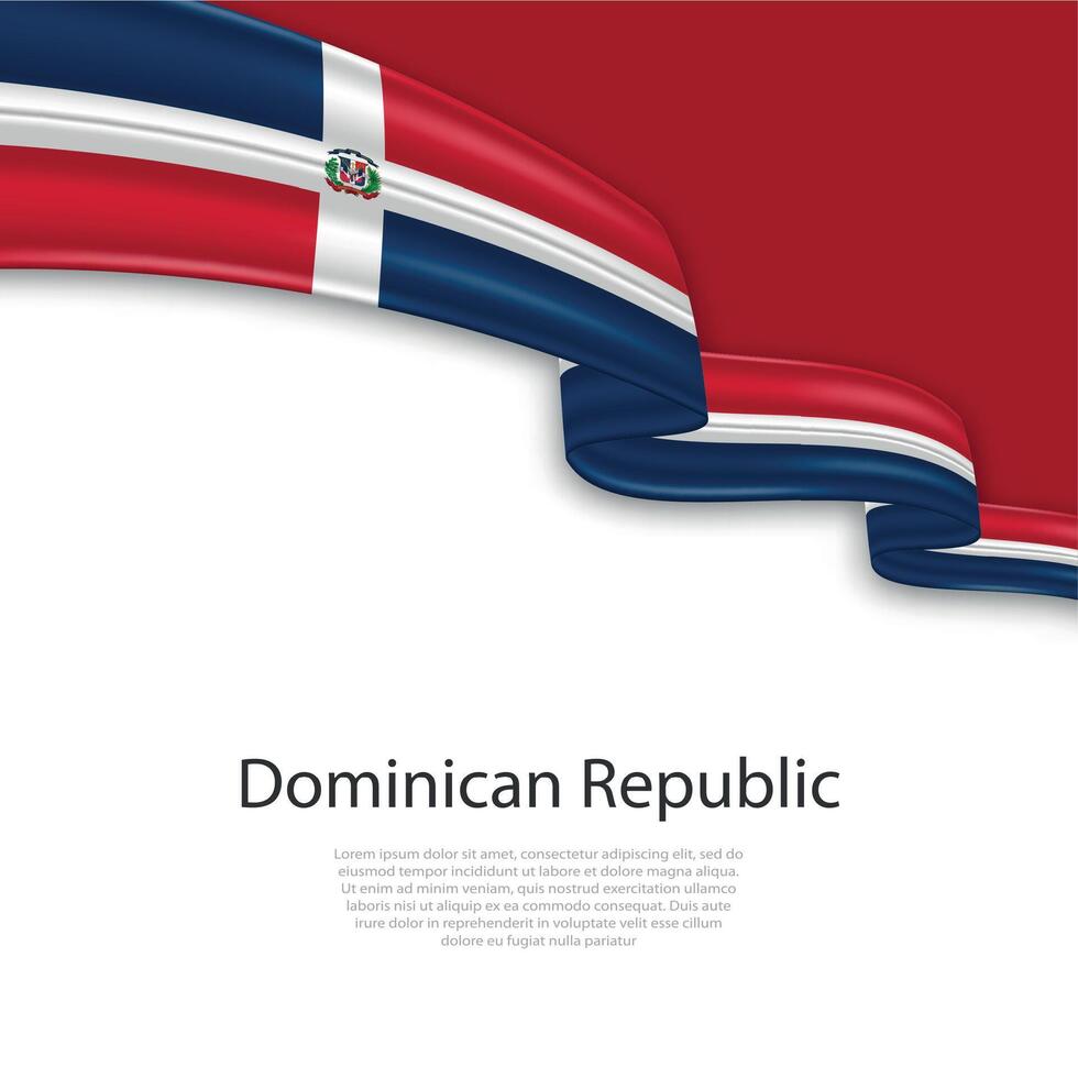 Waving ribbon with flag of Dominican Republic vector