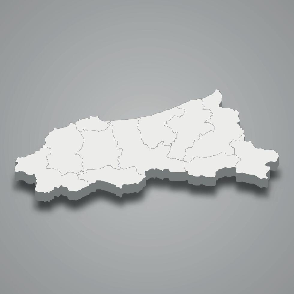3d isometric map of Jijel is a region of Algeria vector
