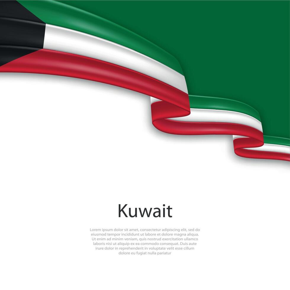 Waving ribbon with flag of Kuwait vector