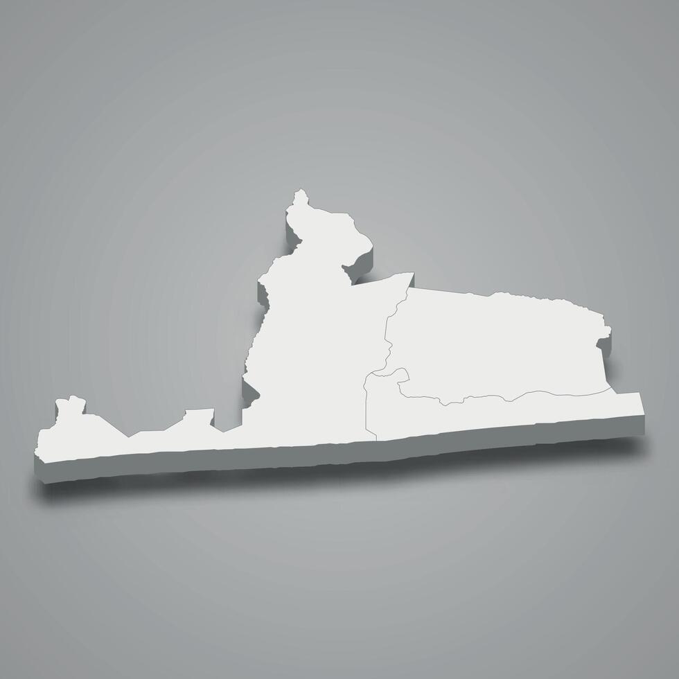 3d isometric map of Grands-Ponts is region of Ivory Coast vector