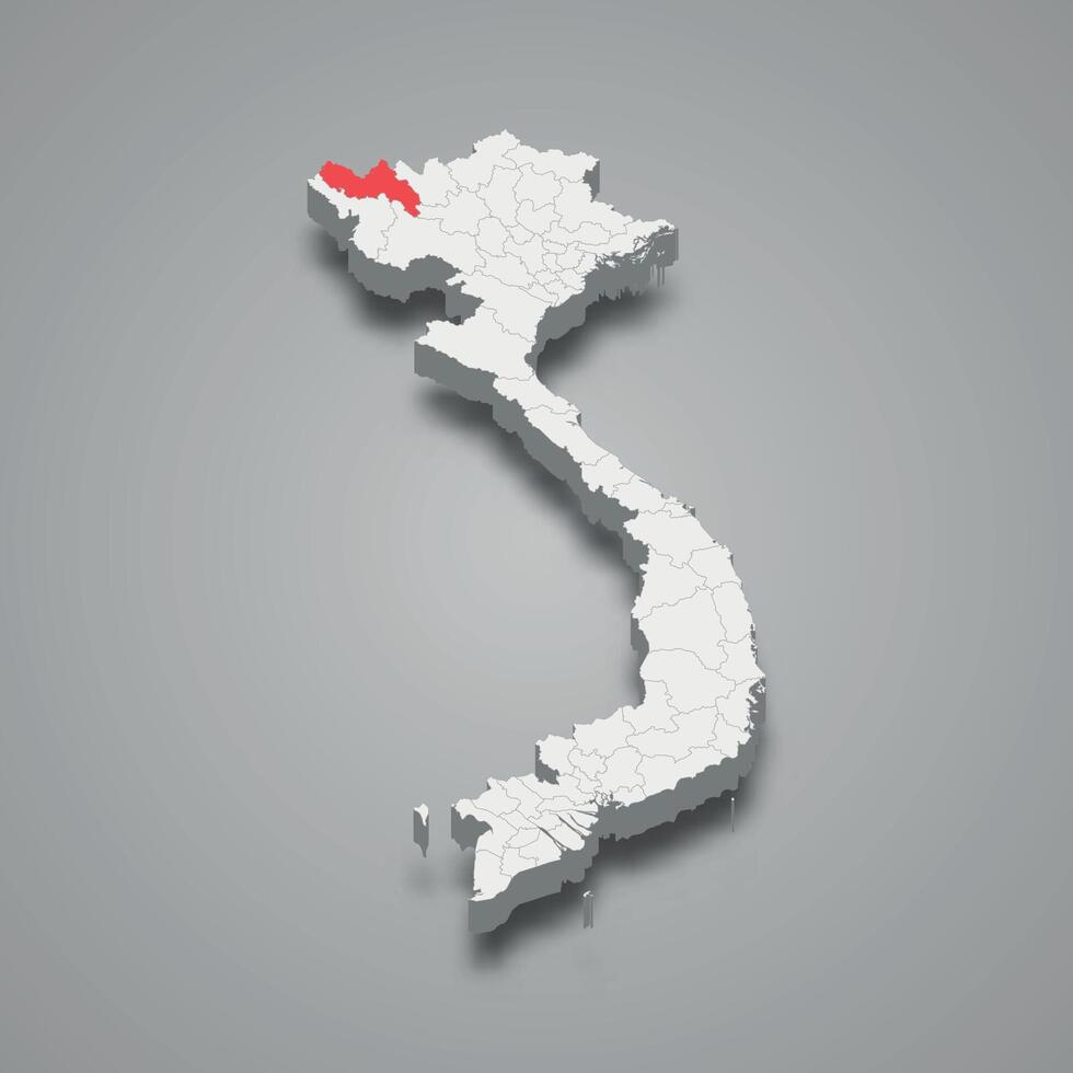 lai chau región ubicación dentro Vietnam 3d mapa vector