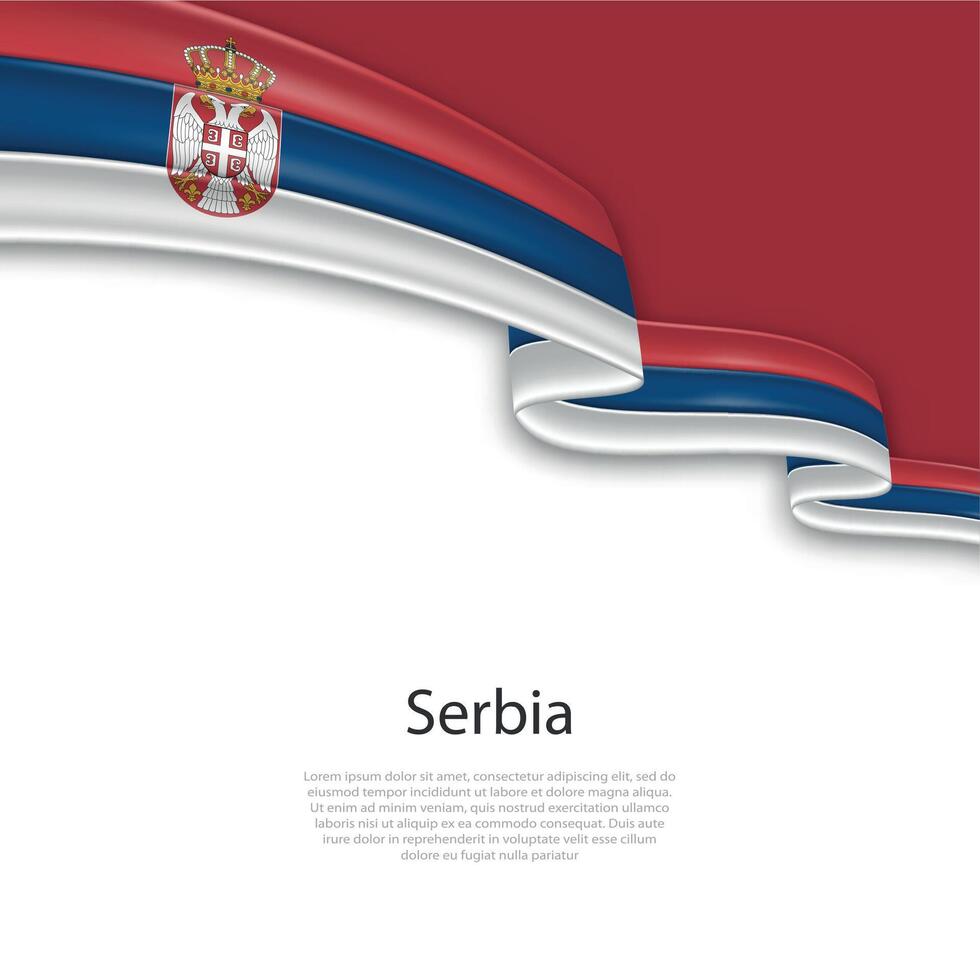 Waving ribbon with flag of Serbia vector