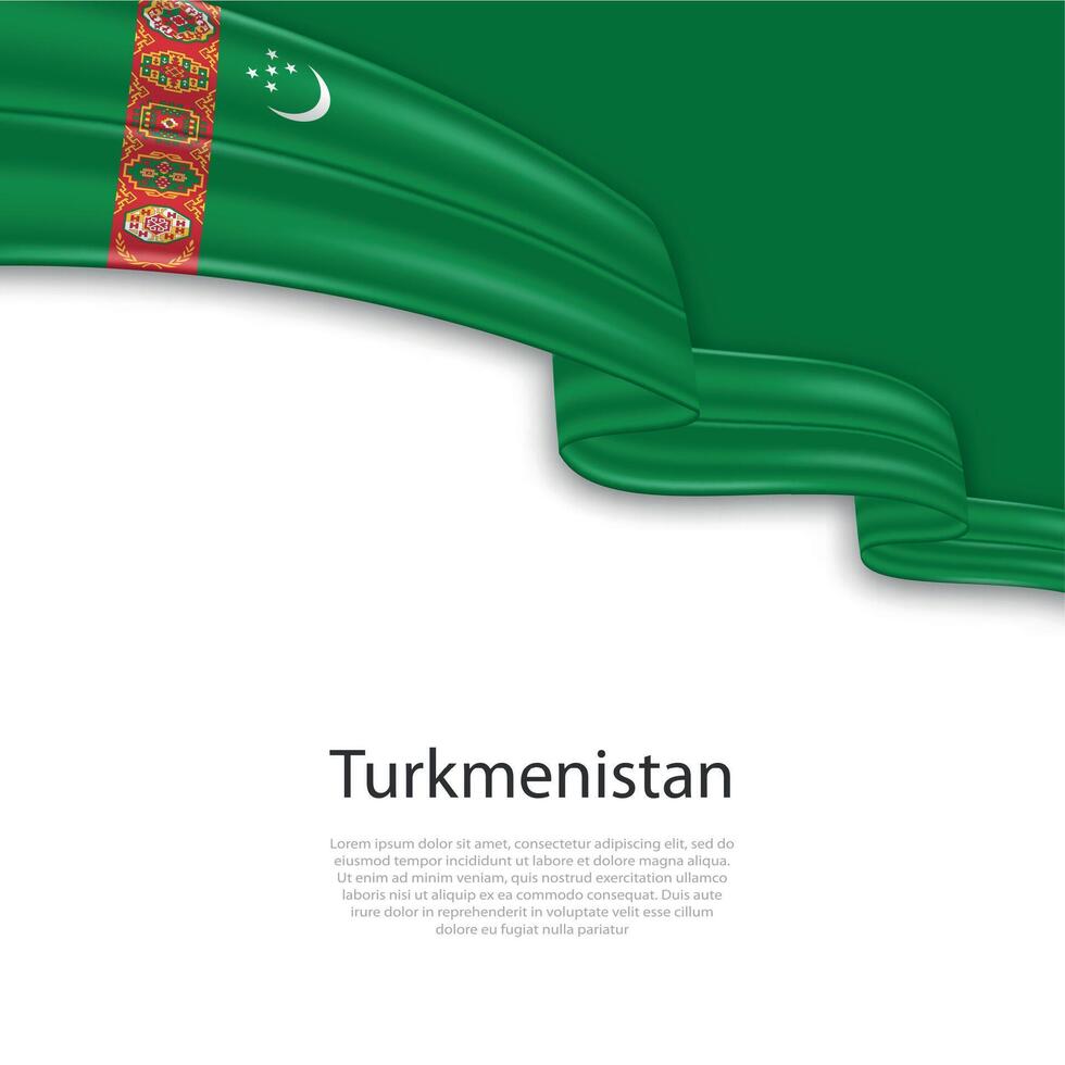 Waving ribbon with flag of Turkmenistan vector