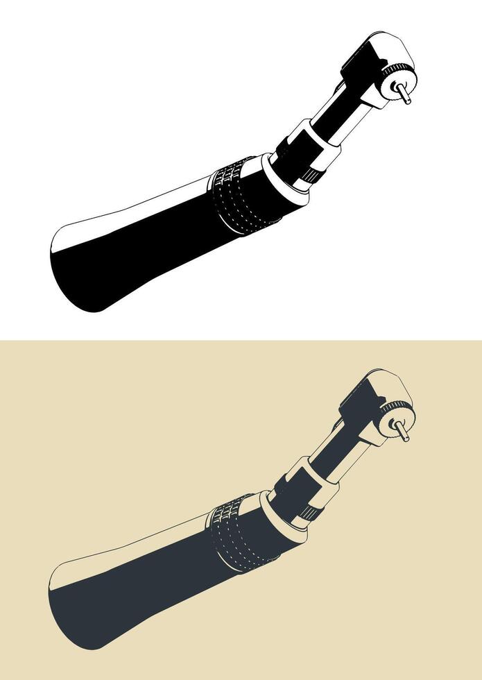 Contra angle handpiece illustrations vector