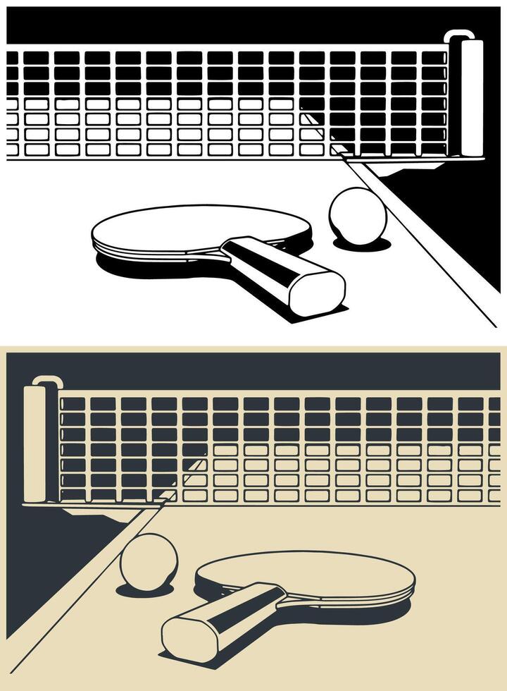 Table tennis with racket and ball close-up vector