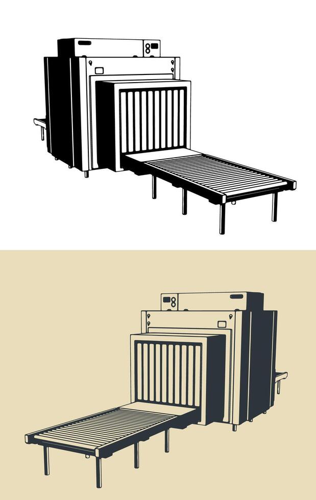 Baggage scanner illustrations vector