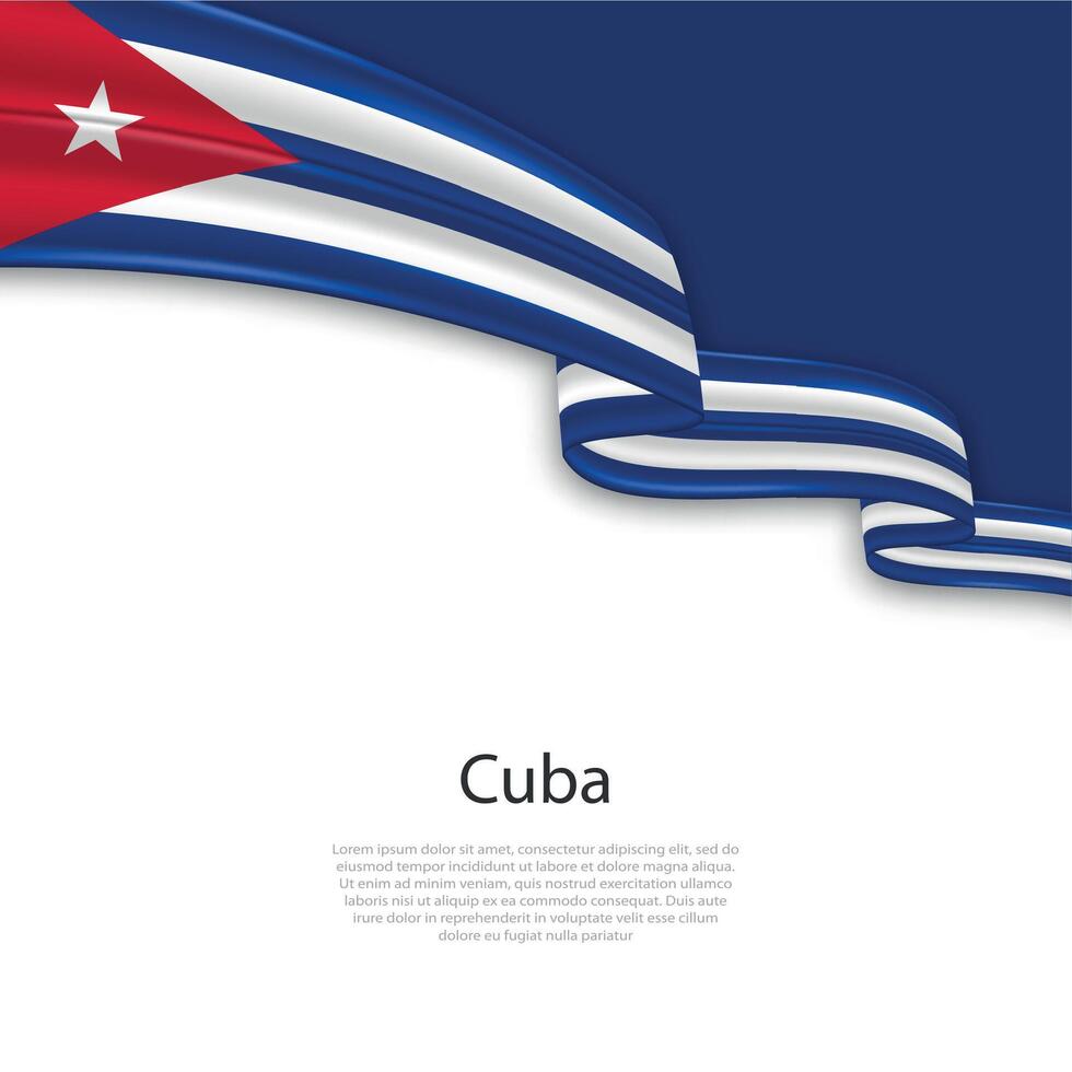 Waving ribbon with flag of Cuba vector