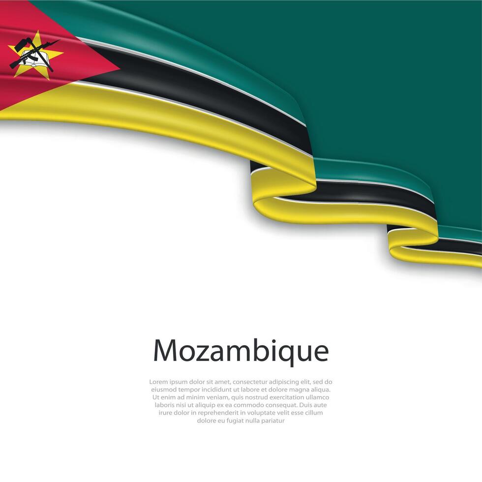 Waving ribbon with flag of Mozambique vector