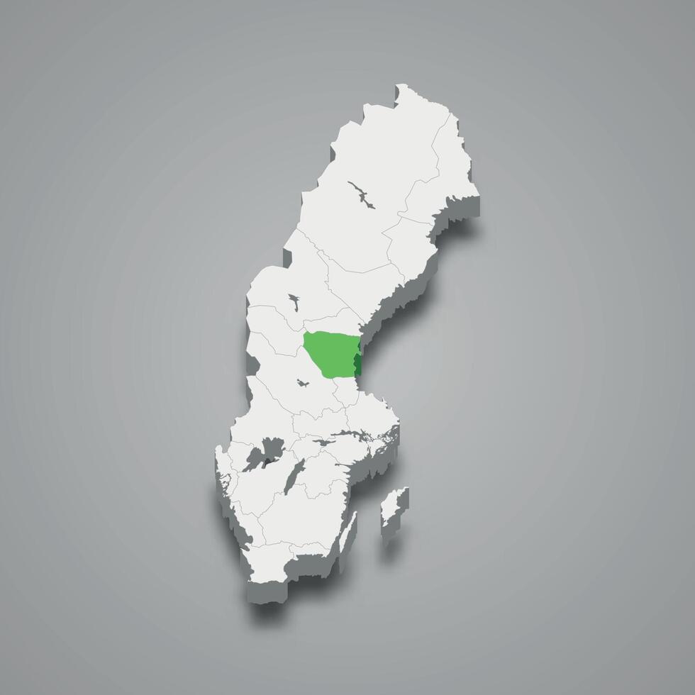 Halsingland historical province location within Sweden 3d map vector