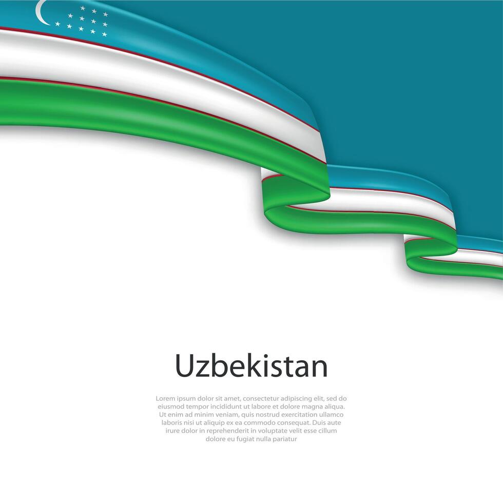 Waving ribbon with flag of Uzbekistan vector