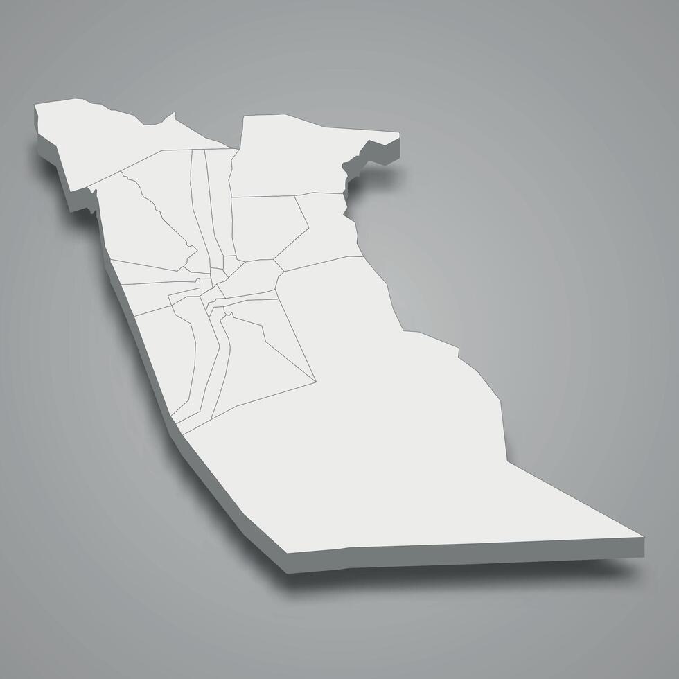 3d isometric map of El Oued is a region of Algeria vector