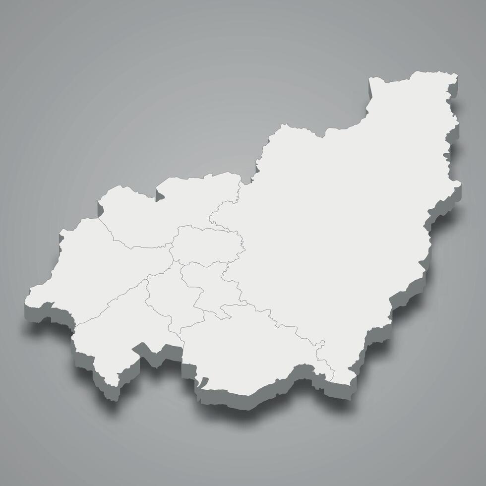 3d isometric map of West is a region of Cameroon vector