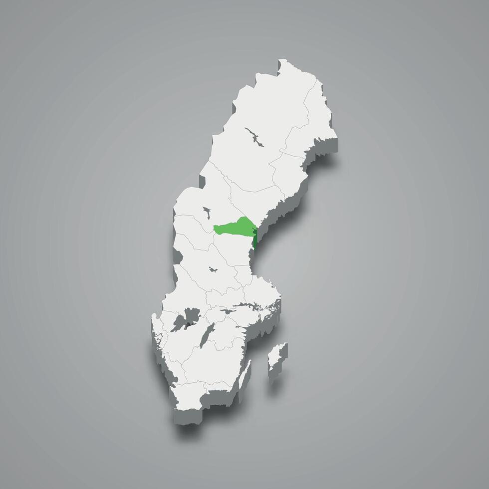Medelpad historical province location within Sweden 3d map vector