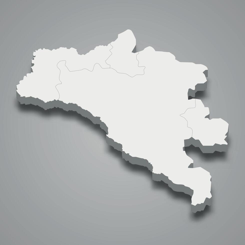 3d isometric map of Gambela is a region of Ethiopia vector