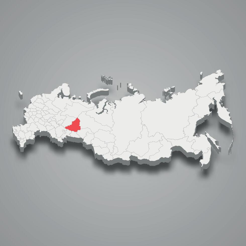 Sverdlovsk region location within Russia 3d map vector