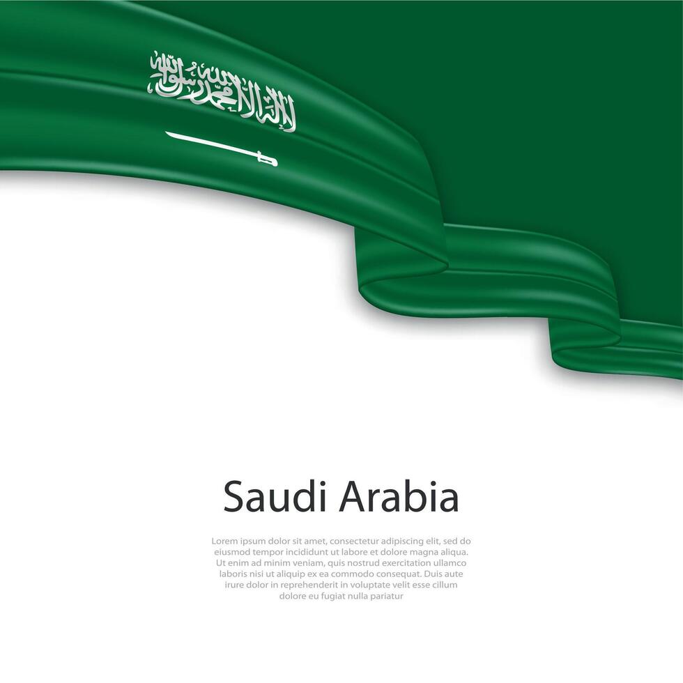 Waving ribbon with flag of Saudi Arabia vector