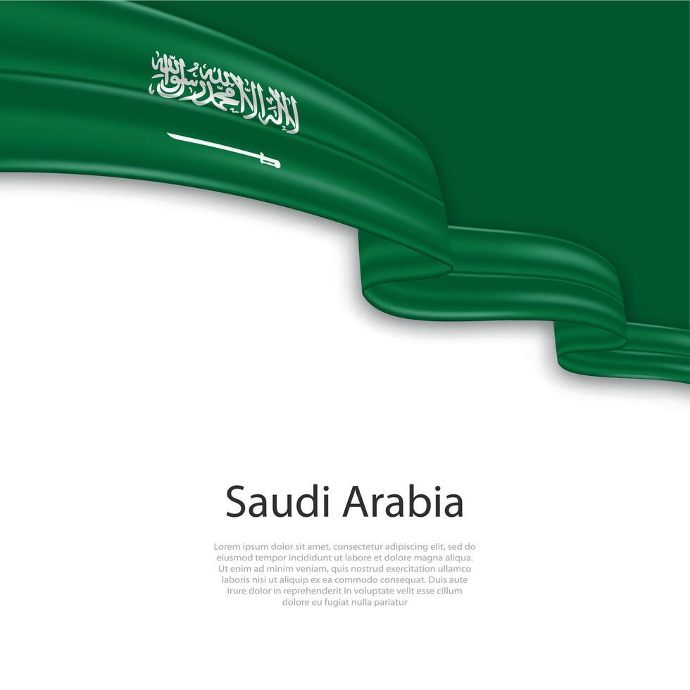 ondulación cinta con bandera de saudi arabia vector