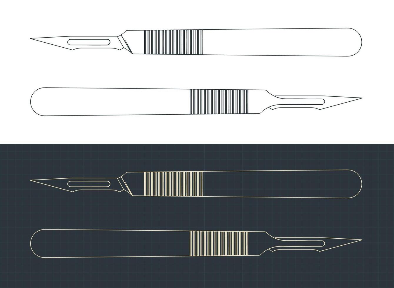 Stylized illustration of blueprints of scalpel vector