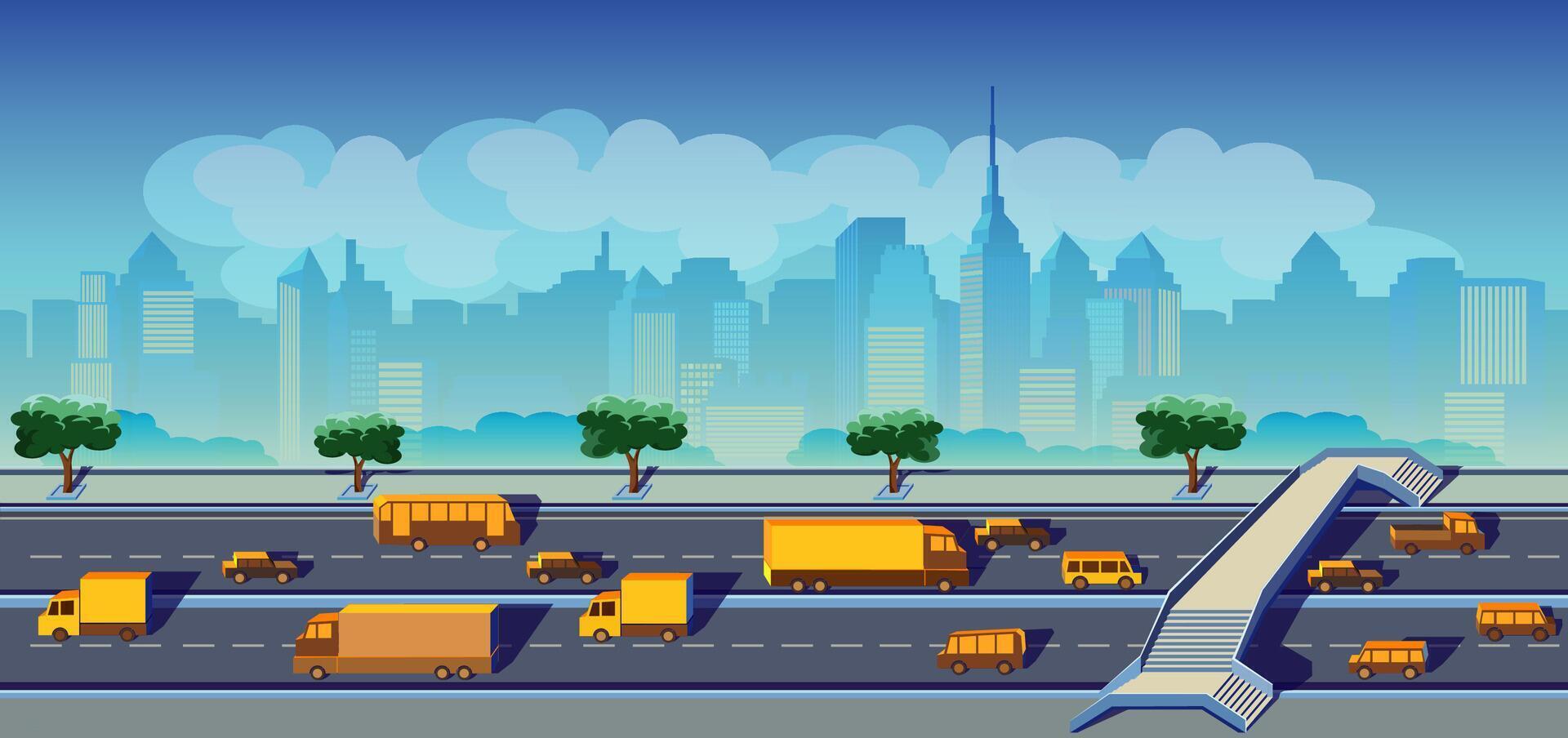 highway in a big city vector